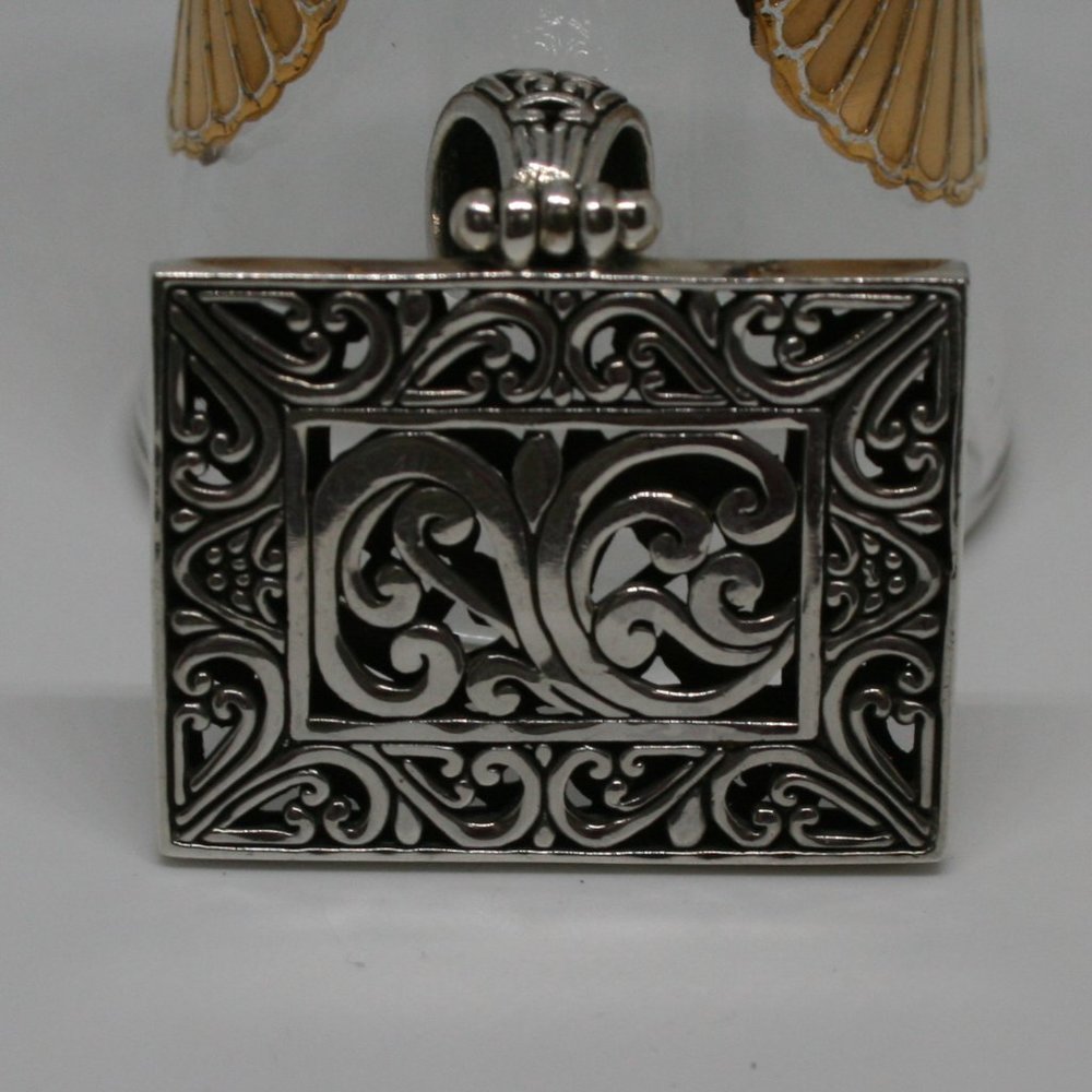 STERLING SILVER BALI SCROLL PENDANT & RING - Picture 2 of 13